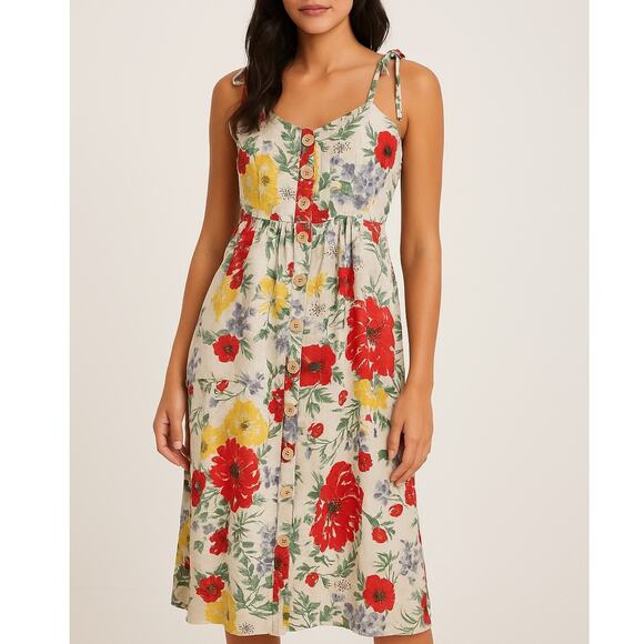 Urban Outfitters UO Positano Tie-Shoulder Floral Midi Dress - Picture 1 of 10